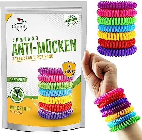 Mückit Mückenschutz Armband – Effektive Mückenabwehr Outdoor für Kinder & Erwachsene 18 Stück – Anti Mücken Draußen, Zeckenschutz & Wespenabwehr - Citronella