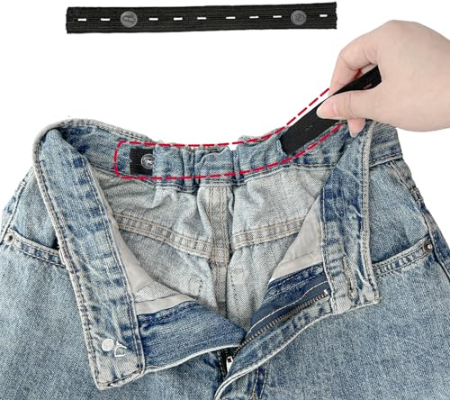 Fizzest Jeans Button Tightener Pants Adjuster Waist Tightener for Pants Women Men and Children,Waist Clip Pack of 6 Black