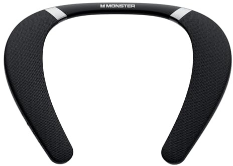 Monster Boomerang Neckband Bluetooth Speaker - Wireless Wearable Speaker with 12H Playtime, IPX7 Waterproof, True 3D Stereo Sound for Home, Sport, Outdoor - Black