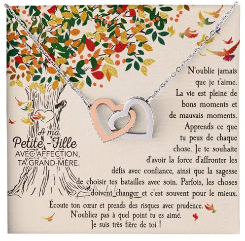 Bramart Collier pour femme A ma petite-fille Argent - Idées cadeaux pour elle Anniversaire de mariage, Anniversaire ou Noël - Coffret avec dédicace comprise (Or - A ma Petite-Fille)