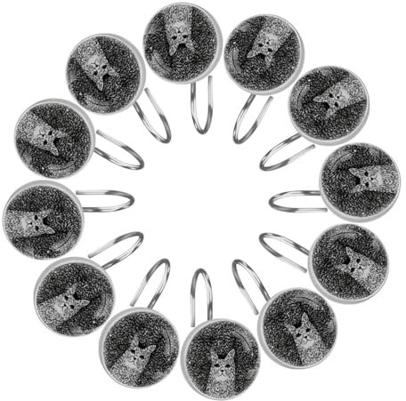 Ganci per tende da doccia,ganci per tende da doccia antiruggine,12-Pc,ragno di stile astratto floreale