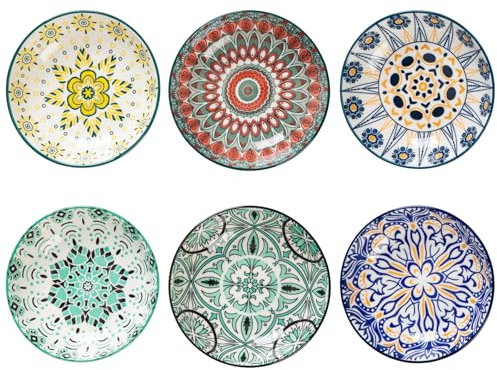 TuYines Juego de cuencos de porcelana, cuencos para salsas de soja, cuencos para aperitivos y salsas, cuencos para salsas, cuencos para especias, juego de 6 cuencos de 14 cm de diámetro para sushi