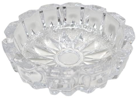 Clear Glass Decorative Bowl 13cm – Vintage Cut Glass Starburst Crystal Effect Dish for Sweets, Snacks, Potpourri, Nuts, Ashtray & Home Décor