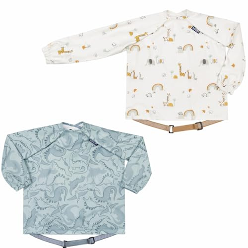 BIBaDO - Baberos de manga larga para bebés - Bebés y niños pequeños de 6 a 36 meses - Babero integral de alimentación dirigida por el bebé - Fácil de limpiar, suave e impermeable