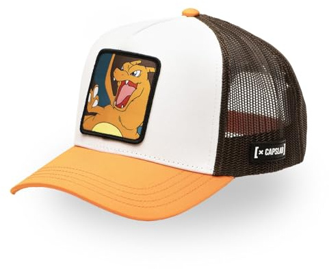 Capslab Charizard Pokemon Bianco Arancione Berretto da Camionista Regolabile