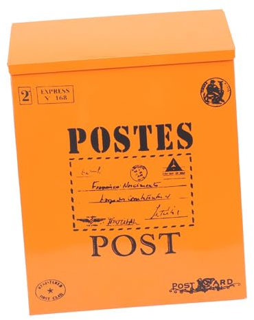 Holibanna Buzón De Pared Vintage con Cerradura De Hierro Buzón Retro con Patrón Decorativo para Hogar y Oficina Montaje Pared Color Naranja Estilo Europeo