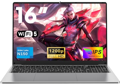 NAIKLULU 2025 Pc Portable RAM 16GB SSD 1TB, 17.3 Pouces N150 Processor(1,2 à 3,6GHz) Laptop Computer Ordinateur Portable, 6000Mah/Notebook à Clavier Rétroéclairé/Carte TF/Type-C/Touchpad