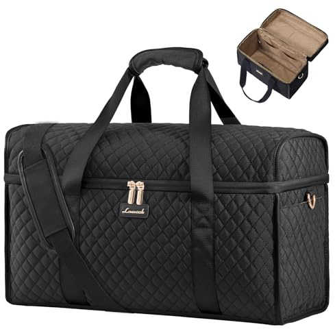 LOVEVOOK Resväska, dam, weekender handbagage, väska, stor klinikväska, A-svart, 40x30x20cm, modern | Stor öppning födelse sjukhusväska, vattentät resa duffle bag sportväska för flygplan resor sport gym, svart