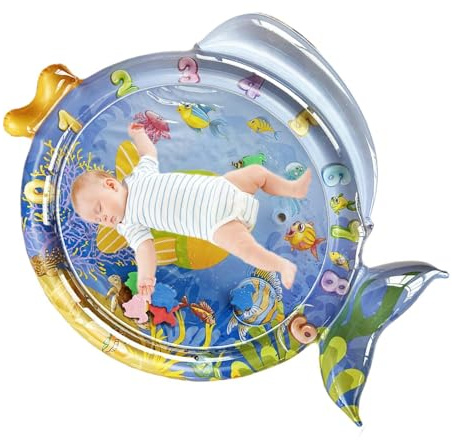 Tummy Time Matta – PVC | vattenlekmatta | vattenmattor för spädbarn | magplatsmatta för sensorisk utveckling och motorisk träning i lekrummet