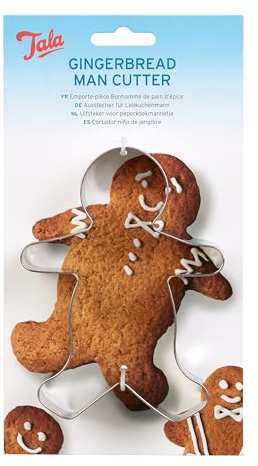 Tala Gingerbread Man Cutter, Stainless Steel Cookie Cutter Perfect for use with Gingerbread Dough, Cookie Dough, Pastry, Icing and Shortbread Rounded Edges for Comfort