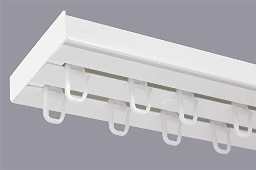 KARPOL Double Curtain Rail Track PCV Ceiling SET with HOOKS 360cm