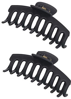 2 Pack Big Hair Claw Clips Nonslip Large Claw Clip for Women and Girls Hair,Strong Hold Grips Hair Accessories 4 Inch (Black)
