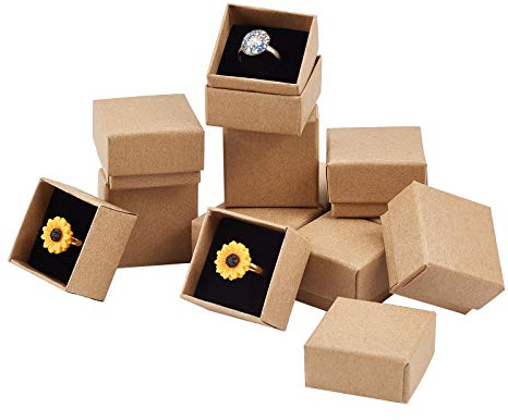 PH PandaHall 48 Pack Ring Gift Box, 1.5x1.5x1.1 Inch Jewelry Gift Boxes Square Cardboard Jewelry Box with Foam Small Earring Packing Boxes for Selling Mother's Day Wedding Birthday Business