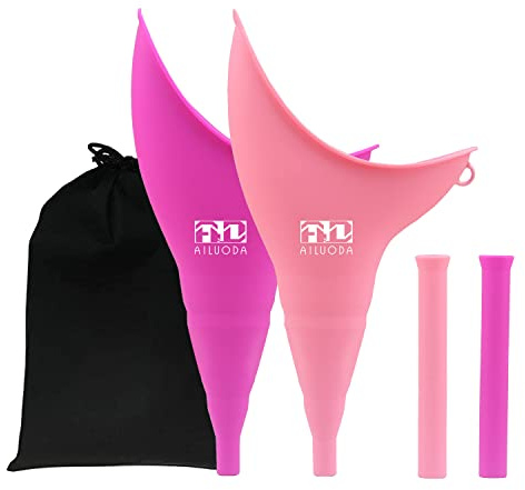 Medn life Female Urinals Portable Reusable Silicone,Women Stand Up Pee Device,Easy to Use,Suitable for Camping,Outdoor,Travel Post Surgery Aid Pack of 2(Magenta+Light Pink)