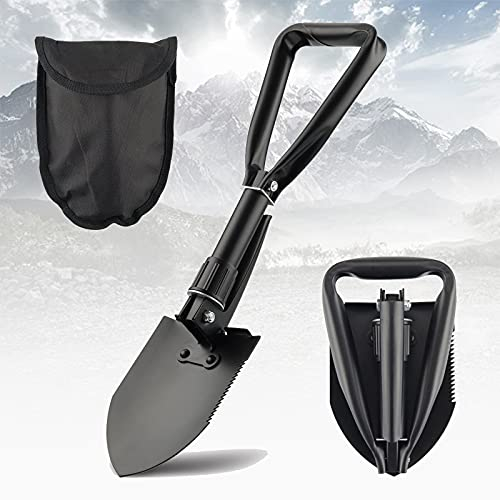 Pala Plegable Multifuncional Supervivencia Pala Plegable Camping Pala Plegable con Bolsa de Transporte, para jardinería, Camping, Supervivencia, Nieve y Emergencia, Coche al Aire Libre, fácil de