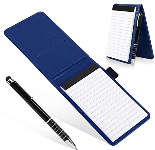 Taccuino Tascabile In Pelle Taccuino A7 Con Penna, Taccuino Compatto Per Appunti Di Lavoro Mini Memo Pad In Pelle Pu, Blocco Con Penna, Per Appunti E Lista Della Spesa (Blu)