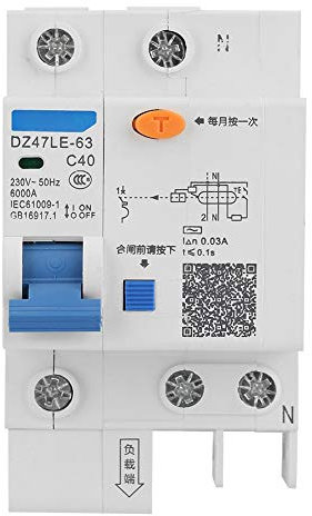 VOBOR Residual Current Circuit Breaker, DZ47LE-63 230V 40A 30mA RCD Short Circuit Protection Disconnect Switch Isolator for Solar Panel Battery UPS Inverter Photovoltaic PV System