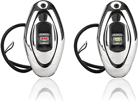 MARINE SYSTEM Stainless Steel LED Boat Navigation Lights, Bow Light, Marine Navigation lamp. Perfect for Pontoon, Skeeter, Power Boat and Skiff