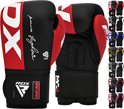 RDX Boxhandschuhe, Maya Hide Leder Trainingshandschuhe für Muay Thai, Kickboxen, Sparring, Boxsack, Sandsack, Kickboxhandschuhe, Kampfsport Training Heim Fitnessstudio Männer Women 8 10 12 14 16 OZ
