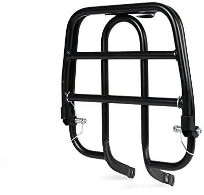 MOTONOSTRA Gepäckträger V2 schwarz klappbar vorne kompatibel für Piaggio Ciao 50 Mix, Erre 2, P, PV, Arcobaleno, Mofa, Moped