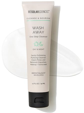 MDSolarSciences Wash Away Cleanser, 1.7 oz - Acne Face Wash with Apple and Pineapple Extracts, Argan and Grapeseed Oil - Squalane and Hyaluronic Acid for Hydrated, Smooth Skin