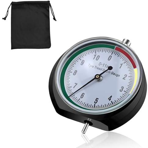 Profiltiefenmesser für Reifen Reifenprofilmesser mit Messbereich 0-11 mm Reifenprofiltiefenmesser Reifentiefenmesser mit Intelligenter Farbcodierter Zifferblatt Profi für Motorrad, Auto, LKW