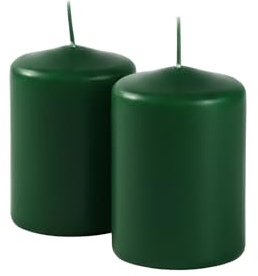Cereria Di Giorgio - 4 Candele Cero - Diametro 7 cm Altezza 10 cm - Colore Verde scuro - Durata 55 ore - Non profumate