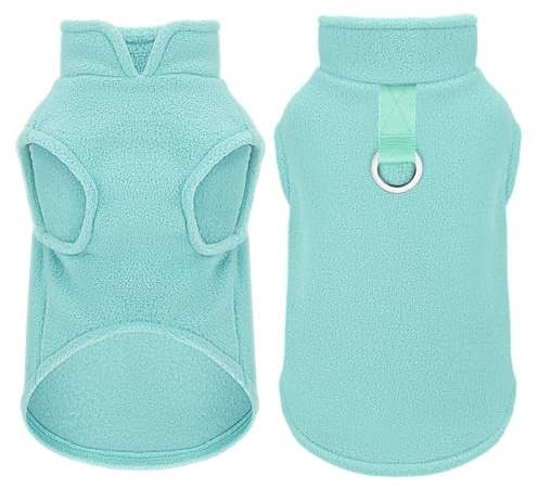 Sleeveless Pullover Fleece Vest for Small Dogs: Cozy Polyester Dog Jacket, Tank Top Sweater with Leash Ring and Armholes, Crisp, Warm, and Easy-to-Wear Design for Everyday Comfort Turquoise M