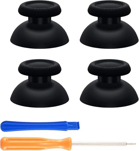 2 Pares de Joysticks de Repuesto para Mandos PS5 y PS4, Palancas Analógicas Negras, Incluye Destornillador para Fácil Instalación, reemplazo de joysticks analógicos 3D de para Mando, palancas Mando