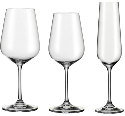 Bohemia Cristal Gläser-Set Libera 12-tlg. – Hochwertige 4 x Rotweinglas, 4 x Weißweinglas, 4 x Sektglas für stilvollen Genuss - Weinkelch aus Kristallglas - mit Geschenkkarton