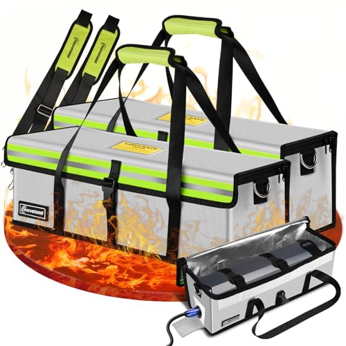 moveland 2 piezas de bolsa de batería de e-bike ignífuga, hasta 1400 °C - Bolsa de batería protegida contra explosiones, 41 x 13 x 13 cm - Caja de protección contra incendios para batería de e-bike
