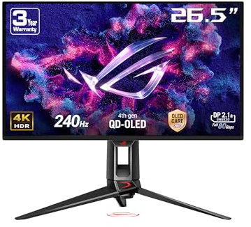 ASUS ROG Swift PG27UCDM - Monitor Gaming de 27 4K QD-OLED, 240Hz, 0.03ms, Anti-Flicker 2.0, disipador de Calor, OLED Care Pro, Neo Proximity Sensor, DisplayWidget Center, DisplayPort 2.1a