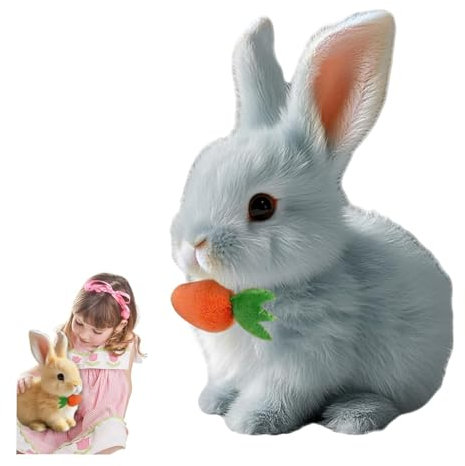 MplehDa Jouet Lapin Interactif, Jouet de Lapin Sauteur, Lapin en Peluche de Pâques, Interactive Electronic Pet Peluche La-pin Jo-uet, Peluche Lapin de Paques Lapin en Peluche avec Carotte