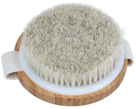 Anneome Cepillo de Masaje Corporal Natural con Crin de Caballo Exfoliante y Cepillo Seco para Ducha Mango Ergonómico para y Circulación