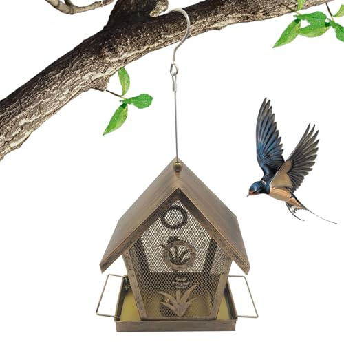 Distributeur de nourriture pour oiseaux résistant aux écureuils | Grille en métal – Station d'alimentation de jardin – Station d'alimentation résistante aux intempéries pour fenêtre, balcon, jardin