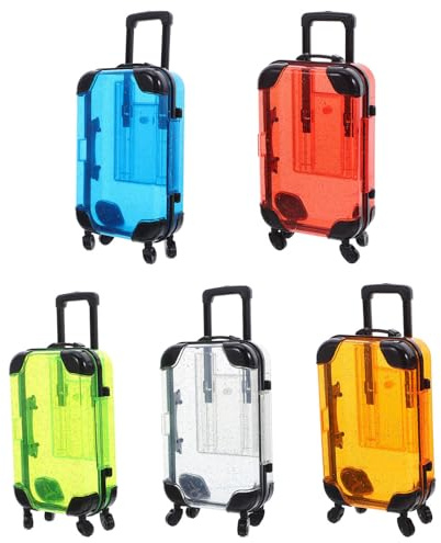 SKISUNO Lot de 5 Mini Valises à Roulettes 168 X 84 X 5 CM en Plastique Léger Coloré pour Jeu D’Imitation Garçon et Filles Coffret de Voyage Éducatif pour Jeux de Rôle et Activités