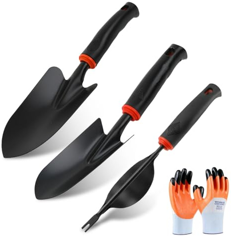 XHYASD 3 Stück Gartengerät Set Kohlenstoffstahl mit Handschuhen