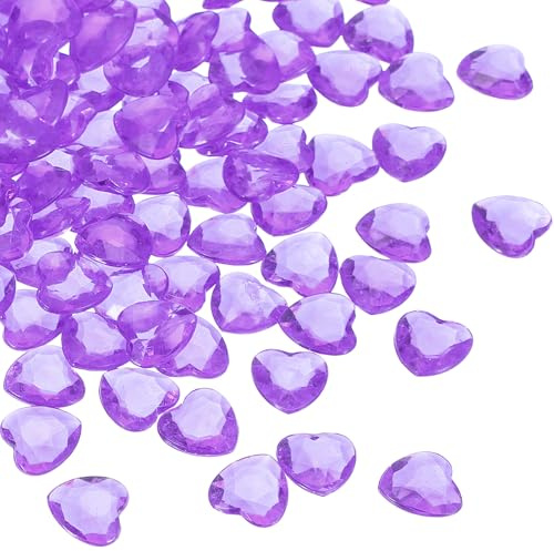QUARKZMAN 250 Piezas Corazones Acrílico Morados, Cristales Corazón Falsos para Relleno Floreros, Corazones Decorativos para San Valentín para Esparcir En Mesas, Fiestas Bodas Artesanías