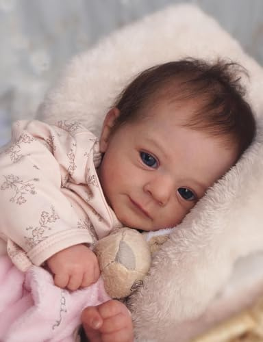RXDOLL 45 cm verklighetstrogen nyfödd babydockor silikon helkropp vinylflicka, realistiska nyfödda babydockor som ser riktiga ut, anatomiskt korrekt tvättbara nyfödda bebisar med tillbehör