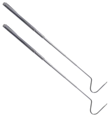 MAGICLULU Crochet à Serpent Rétractable en Acier Inoxydable 71cm Argenté, Outil de Capture Pratique pour Attraper Serpents en Milieu Sauvage, Lot de 2 Pièces