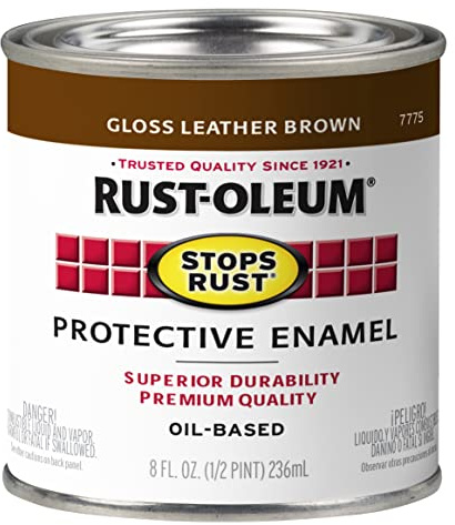 Rust-Oleum 7775730 Stops Rust Brush On Paint, Half Pint, Gloss Leather Brown, (Pack of 1)