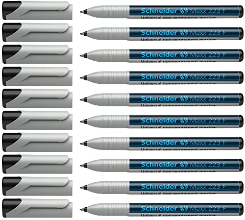 Schneider Maxx 223 Universal-Marker (Non-Permanent F, feucht abwischbar, 0,7 mm) 10er Packung schwarz