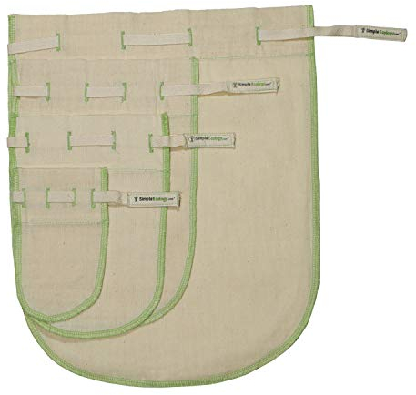 Simple Ecology Worlds Best Wiederverwendbare Bio-Baumwoll-Musselin-Sieb für Nussmilch, Kaltbraue, Kaffee-Filter, Tee-Ei, Lebensmitteljoghurt, Fruchtfleischsieb) Set of 4 (L, M, S, XS)