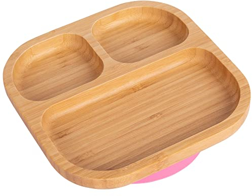 Tiny Dining El bambú Plato de restauración de los niños pequeños con quedarán Donde están succión - segmentado - Rosa