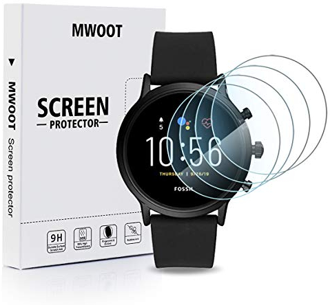 MWOOT 4-Pack Compatible with Fossil Gen 5 Men Carlyle Smartwatch Screen Protector Glass Tempered, 9H Hardness Scratch Resistant Protective Glass Film for Smartwatch Screen Protection