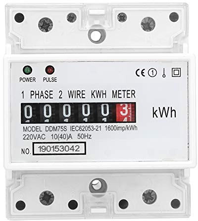 Electric Meter, KWh Meter, Single Phase 4P LED DIN-Rail Electricity Power Consumption Wattmeter Energy Meter, 10-40A