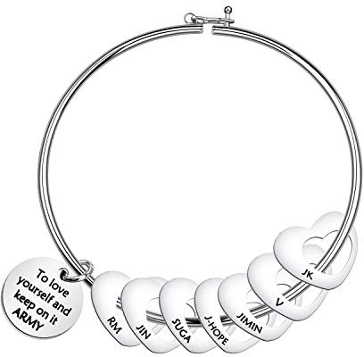 NOBRAND MYOSPARK - Pulsera militar para amarte a ti mismo y mantenerte en ella, pulsera para hacer joyas, regalo para fans del grupo coreano y niñas (DIY BR), 20 mm, Acero inoxidable