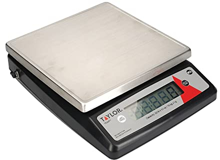 Taylor Digital Kitchen Scale Dual Platform, Taylor Pro Professional Standard, Precision Accuracy and Tare Function, Brushed Stainless Steel, 10kg Capacity Black/Silver
