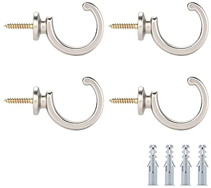 DeSS 4Pack Curtain Holdbacks Curtain Tiebacks Hooks Wall Mounted Curtain Hooks for Window Drapery/Clothes/Coat/Hat/Towel (Silver)