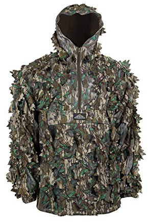North Mountain Gear Mossy Oak Greenleaf Leafy Camo Hunting Jacket – Lightweight 1/2 Zip Hooded Camo Hunting Hoodie with Kangaroo Pouch – Medium-Large